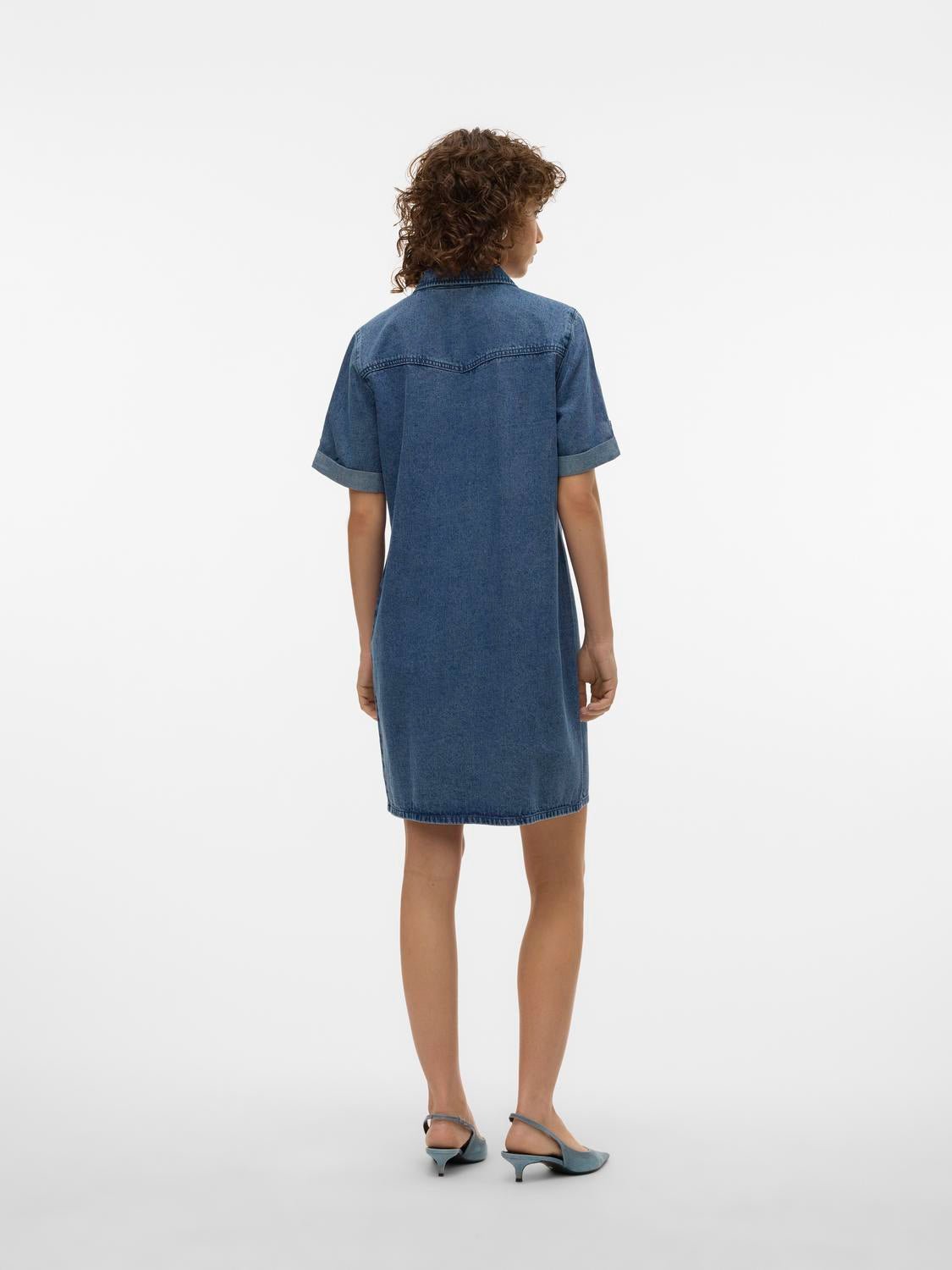 VMJENNIE Short Dress - Medium Blue Denim - VERO MODA & VILA Bergvik
